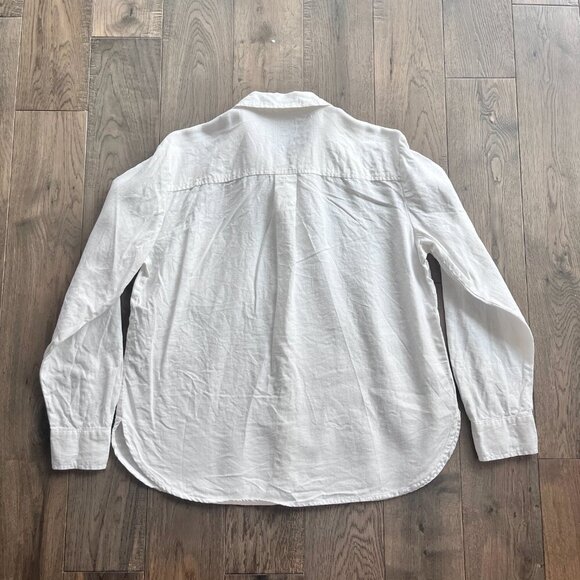 LOFT 100% Linen White Button-Up Shirt Women’s Size S Classic Summer - Picture 4 of 6